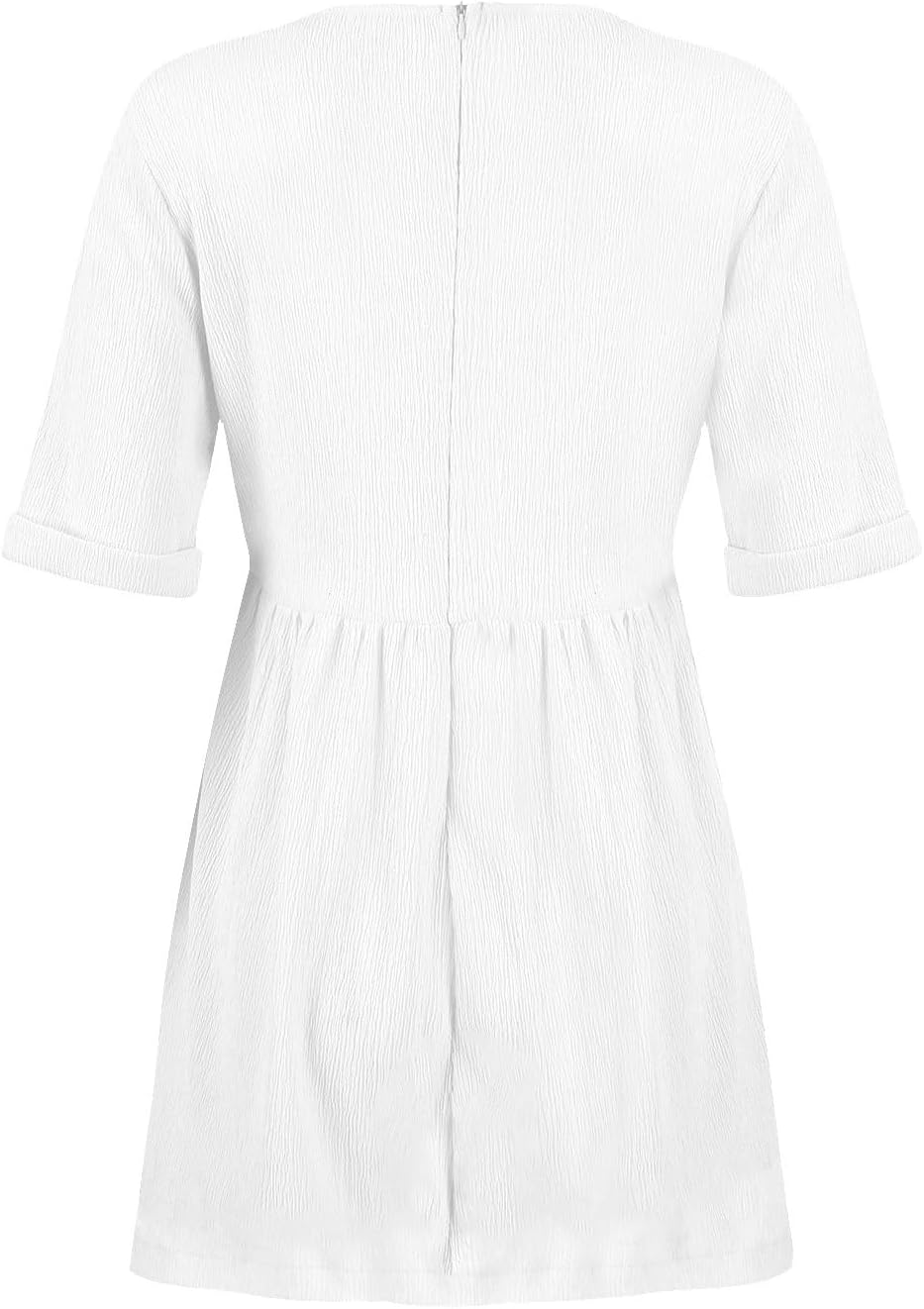 hlysgo Womens Summer Dresses 2024 Casual Loose Fit Short Sleeve V Neck Mini Dress Trendy Vacation Tshirt Dress with Pockets