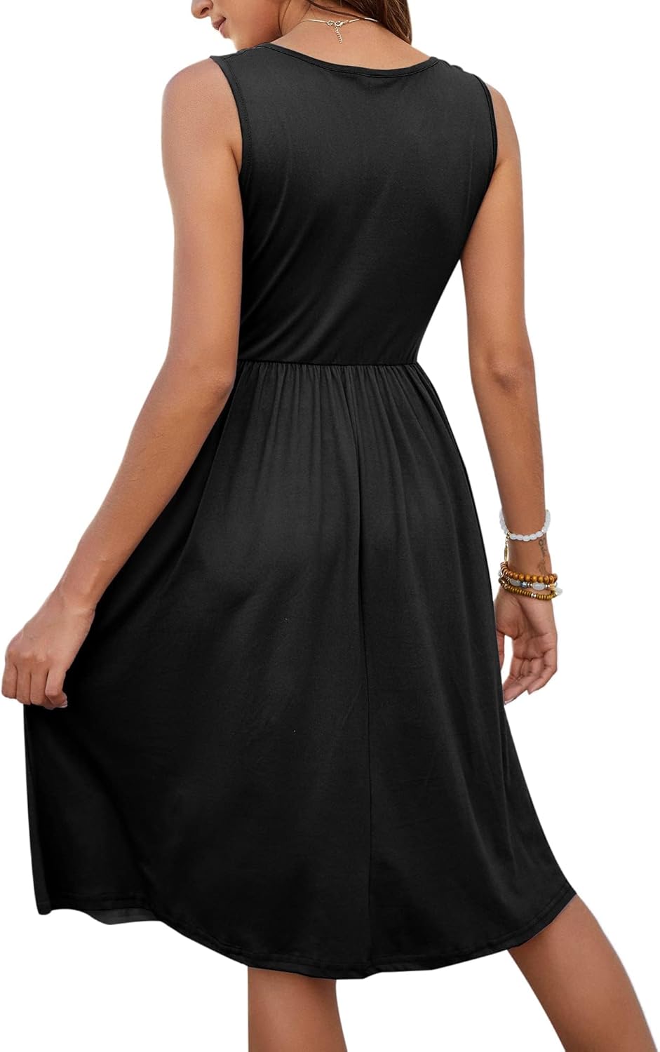 MOLERANI Women Summer Dresses Sleeveless Casual Loose Swing Button Down Midi Dress with Pockets