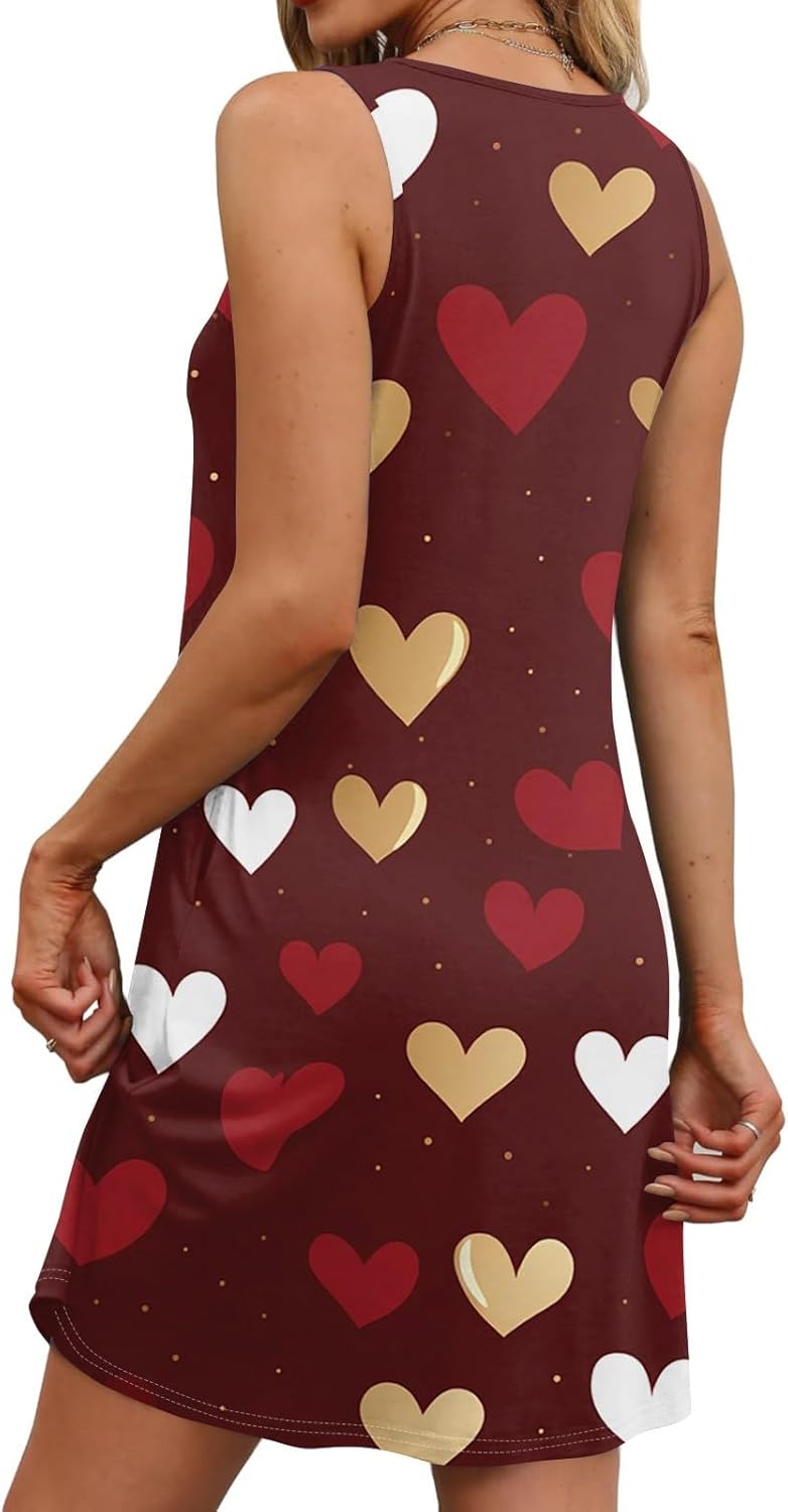 Women's Casual Sundress with Pockets Summer Boho Beach Dress,Holiday Hresses for Woment-Shirts Dress U Neck Loose Tank