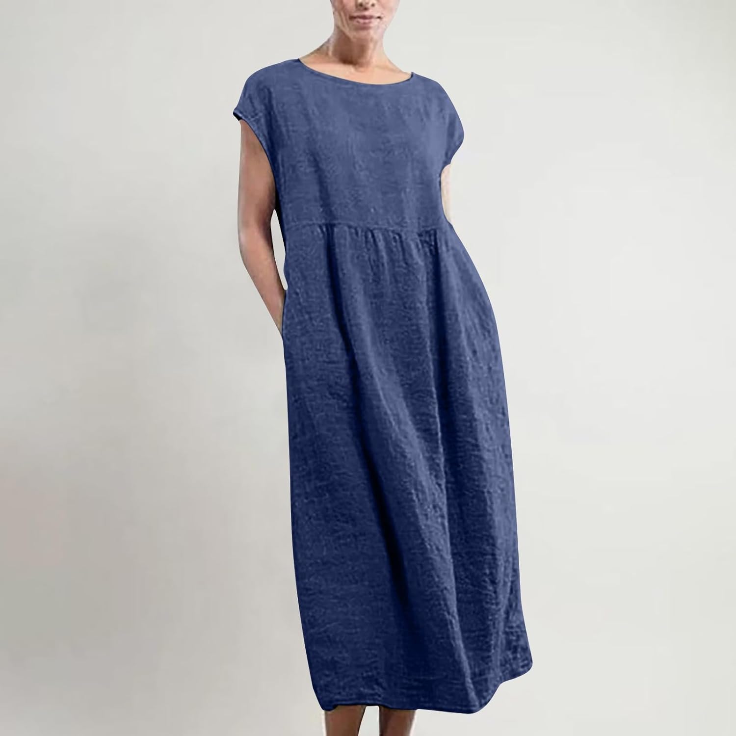 Linen Dresses for Women 2025 Summer Fashion Solid Color Sleeveless Dresses Beach Flowy Maxi Dresses Casual Sundress