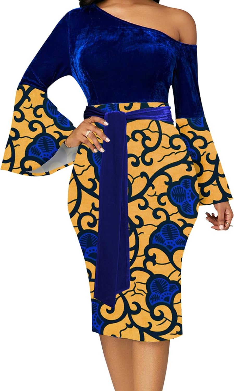 Church Dress for Women Flared Sleeve Midi Pencil Dress Elegant Teacher Office Business Wear to Work Dresses