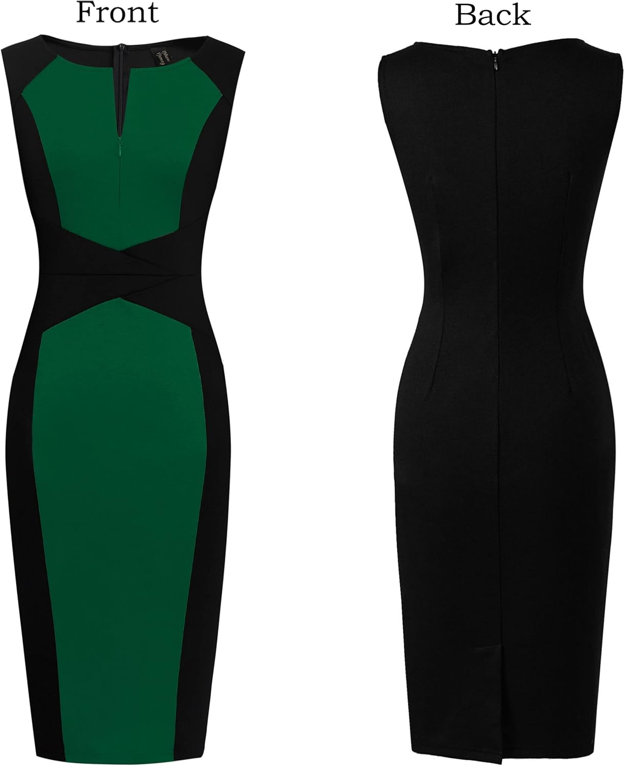 VFSHOW Womens Elegant Slim Front Zipper up Work Business Office Party Sheath Dress