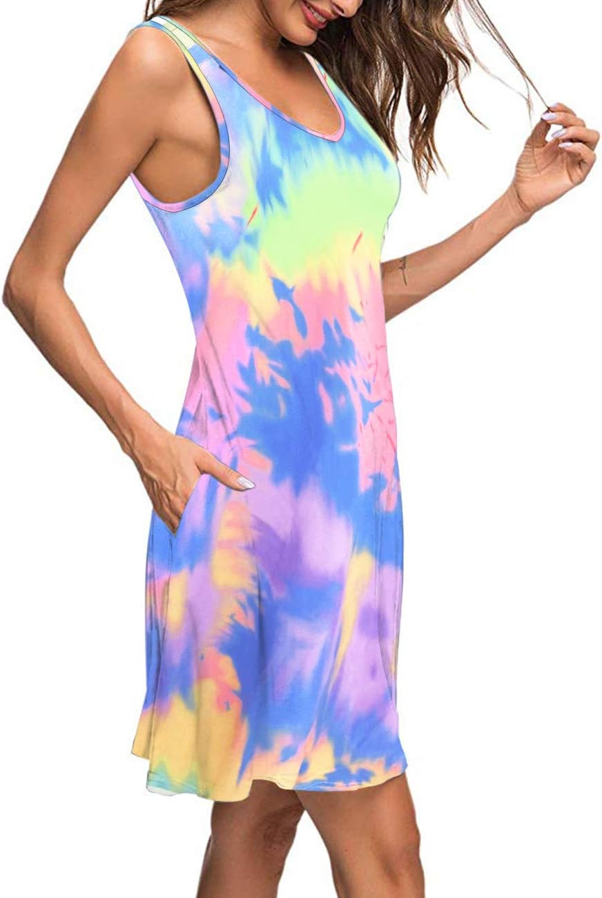 MISFAY Women's Summer Casual T Shirt Dresses Beach Cover up Tank Dress