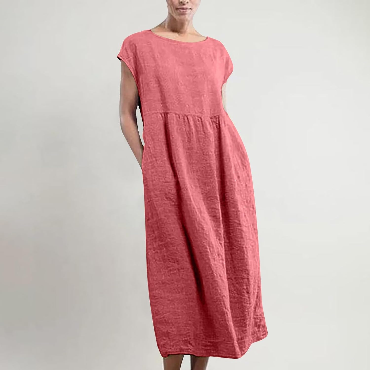 Linen Dresses for Women 2025 Summer Fashion Solid Color Sleeveless Dresses Beach Flowy Maxi Dresses Casual Sundress