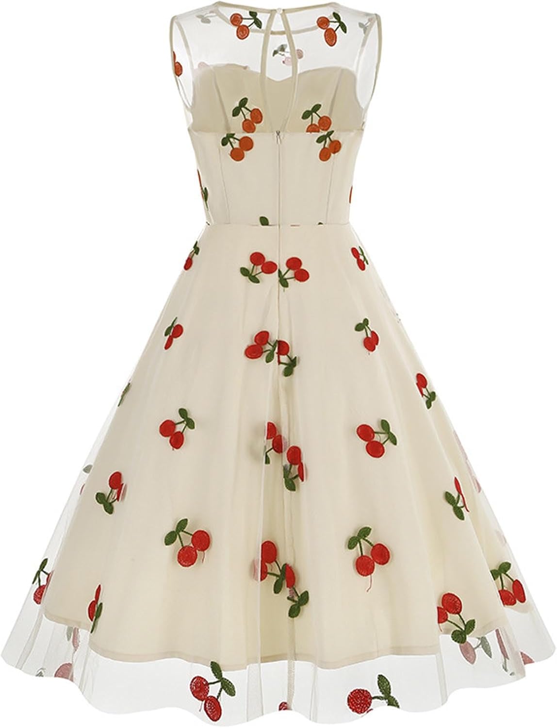 HGps8w Vintage Cocktail Dress for Women, Elegant Butterfly Embroidered Lace V Neck Sleeveless A-Line Party Swing Dresses