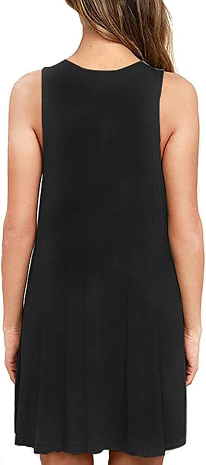 Womens 2025 Boho Beach Dresses Flowy Sleeveless Midi Wedding Dress Cute Crew Neck Summer Tank Sundress with Pockets