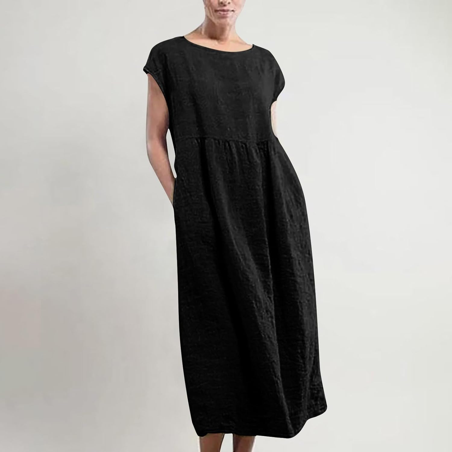 Linen Dresses for Women 2025 Summer Fashion Solid Color Sleeveless Dresses Beach Flowy Maxi Dresses Casual Sundress