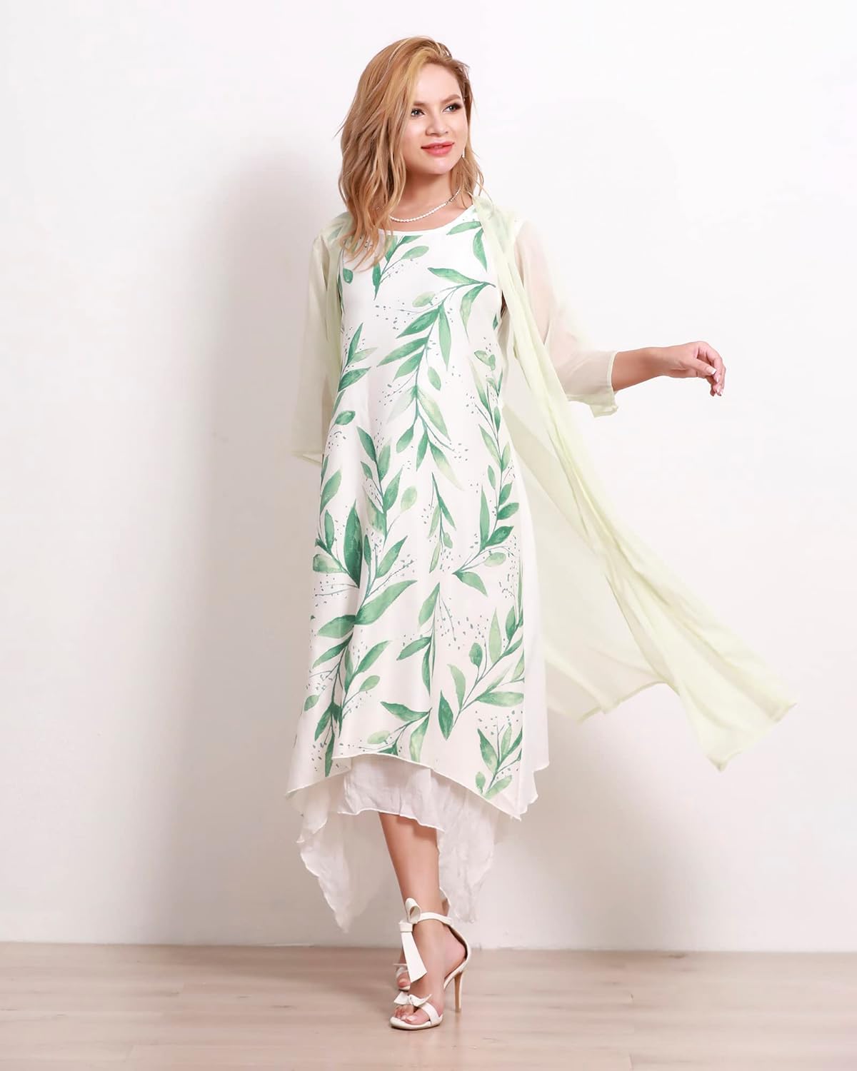 Honwenle Women's Linen Dress 2 Piece Outfit Floral Sleeveless Loose Maxi Summer Dresses with Jacket Formal Casual