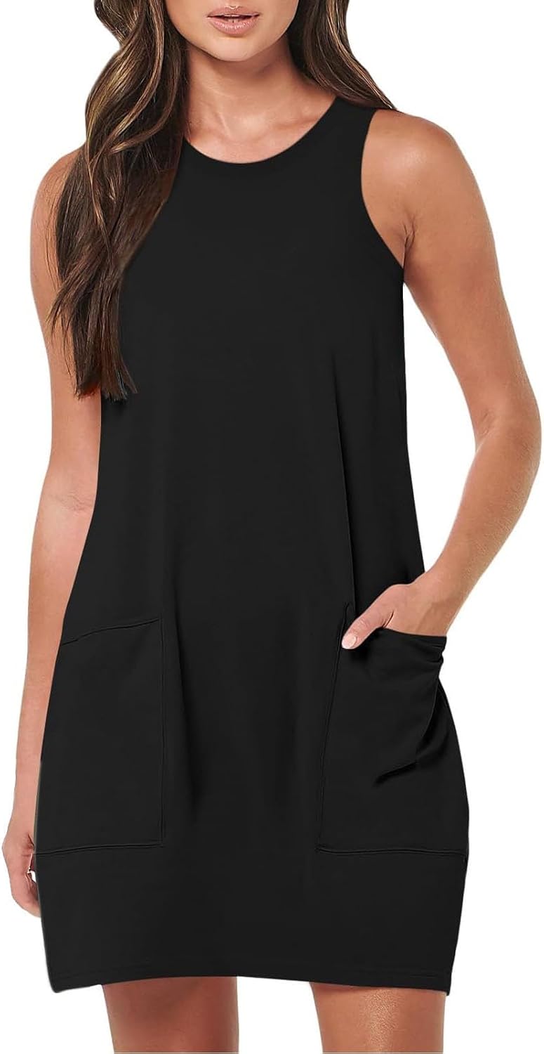 Rompers Dress for Women 2025 Summer Mini Dresses Casual Short Sundress Tennis Athletic Workout Dress with Pockets