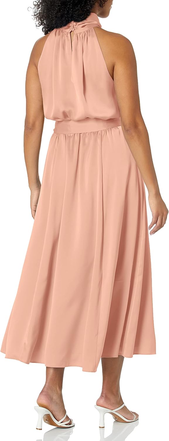 Anne Klein Womens Satin Halter Midi Dress
