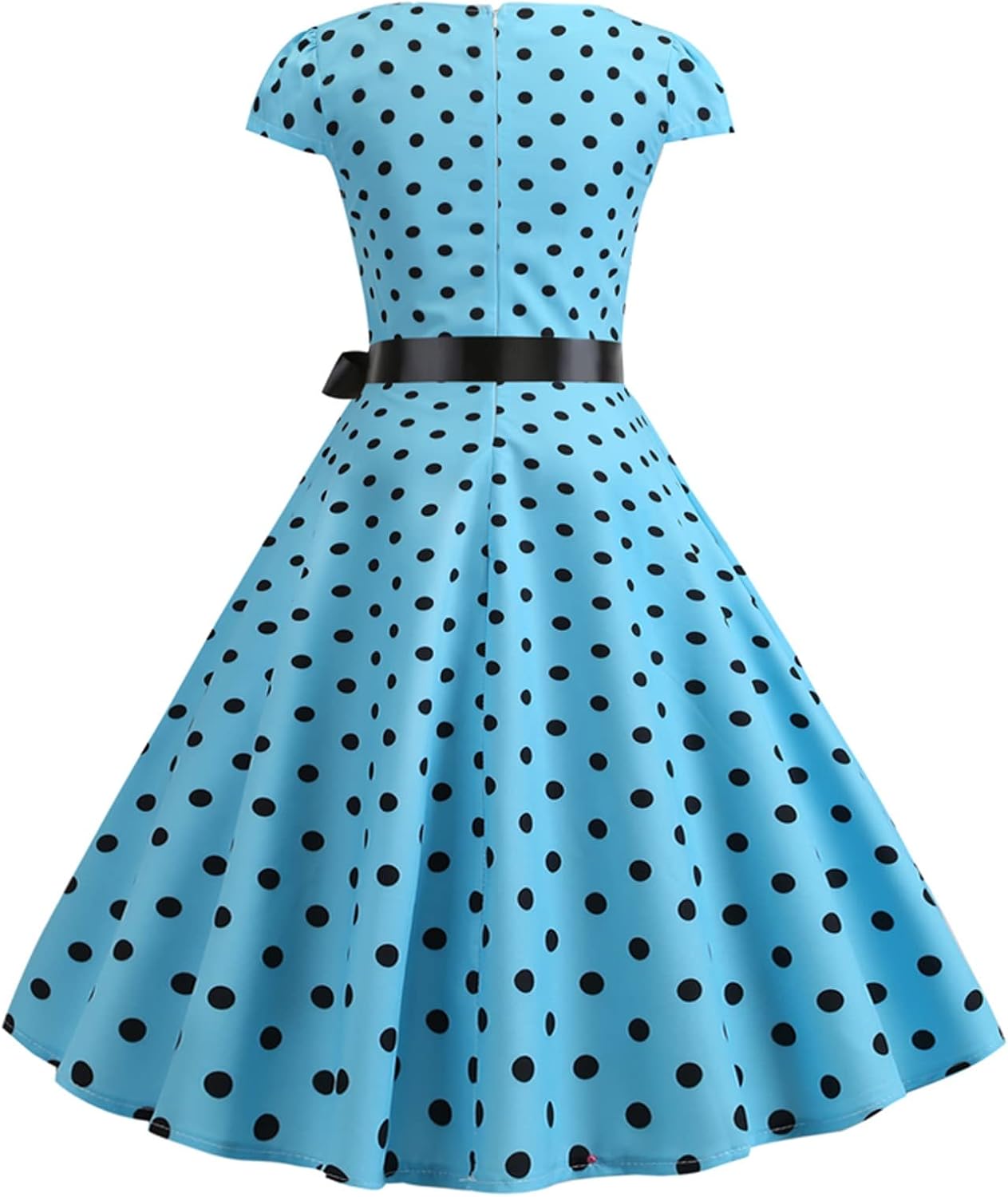 Women Double Breasted Notch Lapel 50s Vintage Short Sleeve Cocktail Swing Dress Polka Dot 1950s Rockabilly Prom Dress