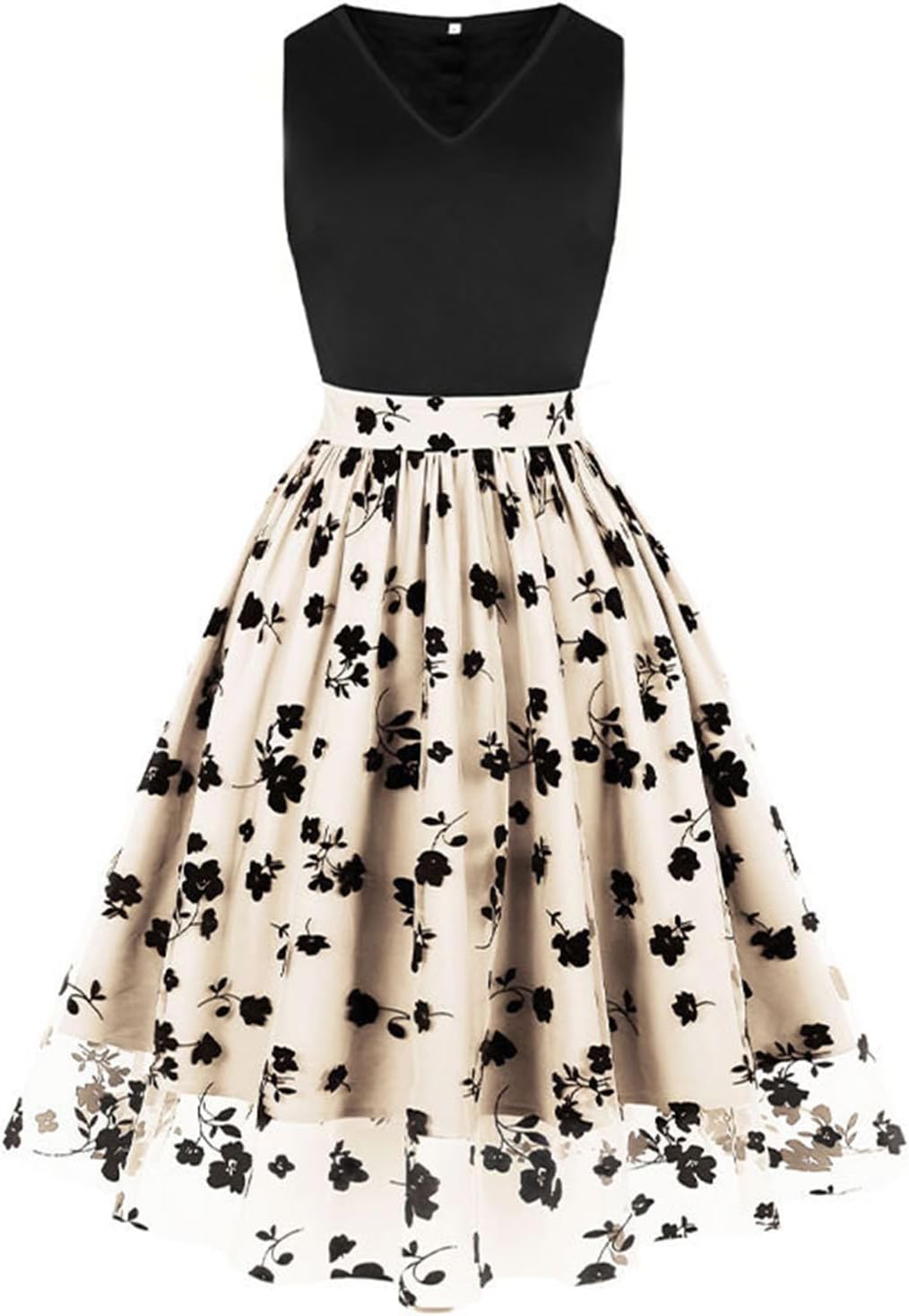 HGps8w Vintage Cocktail Dress for Women, Elegant Butterfly Embroidered Lace V Neck Sleeveless A-Line Party Swing Dresses