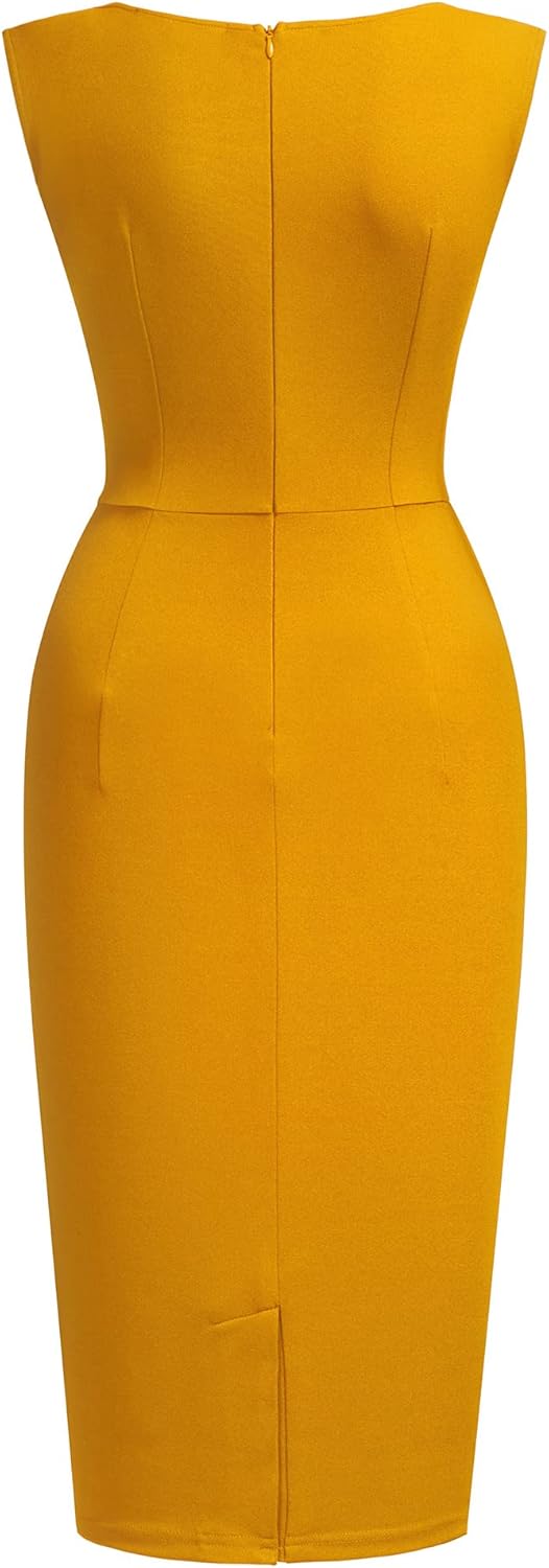 Miusol Women's Retro Ruffle Style Slim Work Pencil Dress