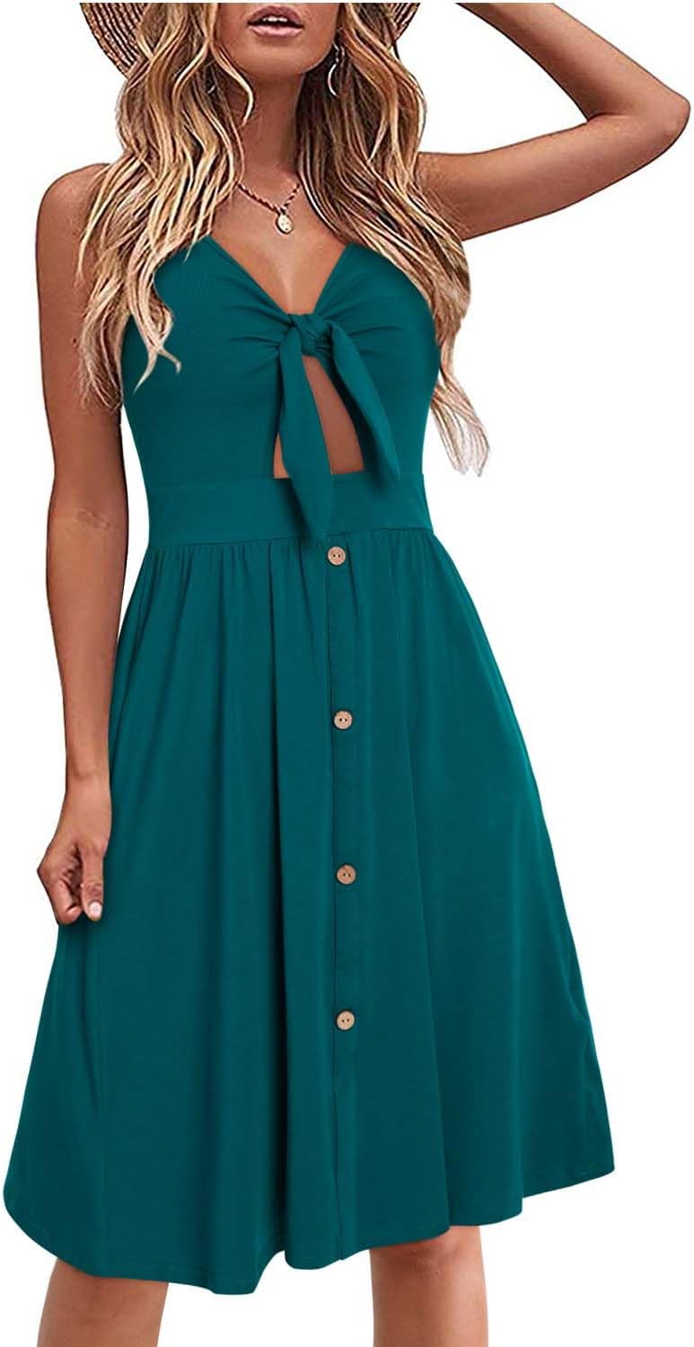 VOTEPRETTY Women's Summer Dresses Spring Sundresses Beach Clothes Outfit Vacation 2024 V Neck Casual Tropical Resort Hawaiian