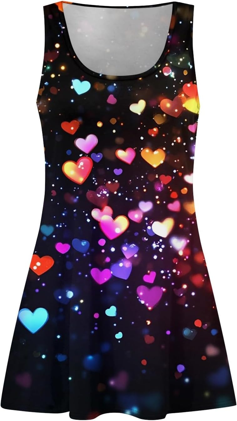 Women's Casual Sundress with Pockets Summer Boho Beach Dress,Holiday Hresses for Woment-Shirts Dress U Neck Loose Tank