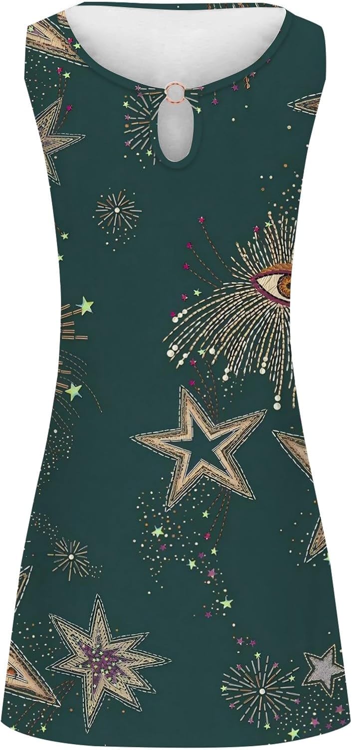 Summer Dresses for Women 2025 Vacation Beach Casual Vintage Midi Sundresses Sexy Sleeveless V Neck Boho Tank Dress