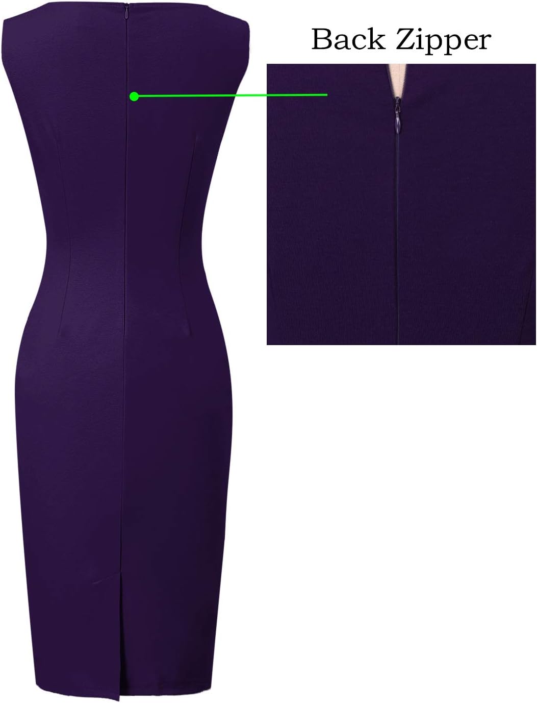 VFSHOW Womens Elegant Slim Front Zipper up Work Business Office Party Sheath Dress