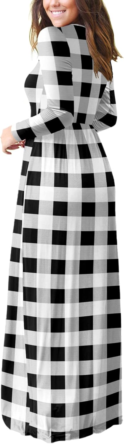 VIISHOW Women's Long Sleeve Loose Plain Maxi Dresses Casual Long Dresses with Pockets