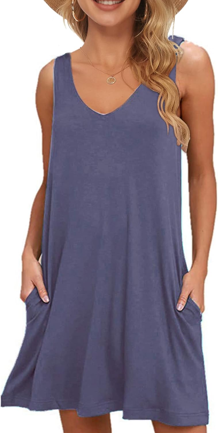 MISFAY Women's Summer Casual T Shirt Dresses Beach Cover up Tank Dress