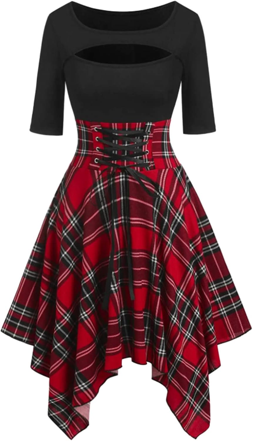 Lost Ink Dresses Women Fashion Solid O-Neck Half Sleeve Dress Stripe Splice Zipper Mini Dress