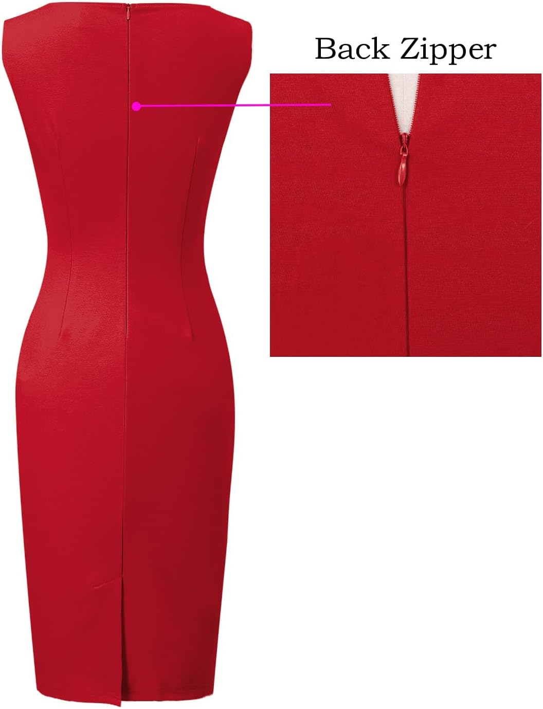 VFSHOW Womens Elegant Slim Front Zipper up Work Business Office Party Sheath Dress