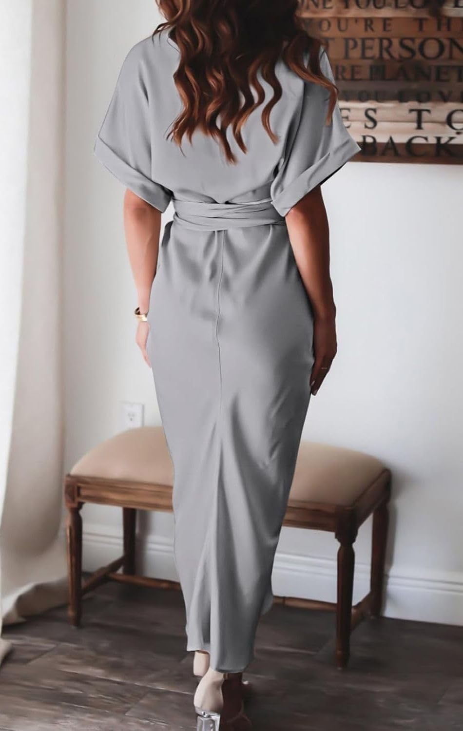 Women's Swing Classic Cute Maxi Ruched Breathable Shirt Dresses Bownot Slim Fitted Dress