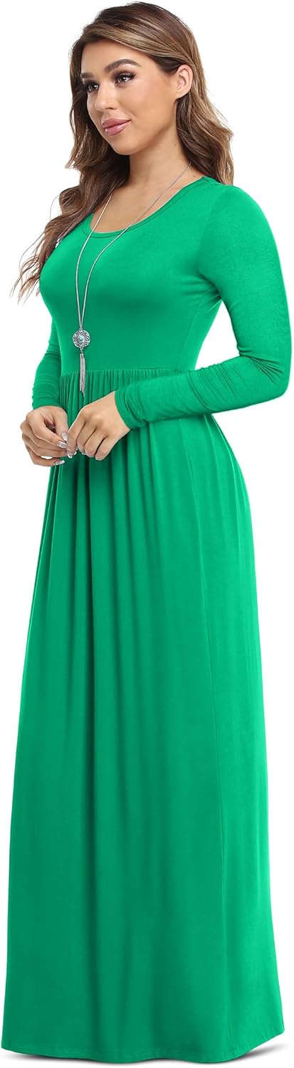 VIISHOW Women's Long Sleeve Loose Plain Maxi Dresses Casual Long Dresses with Pockets