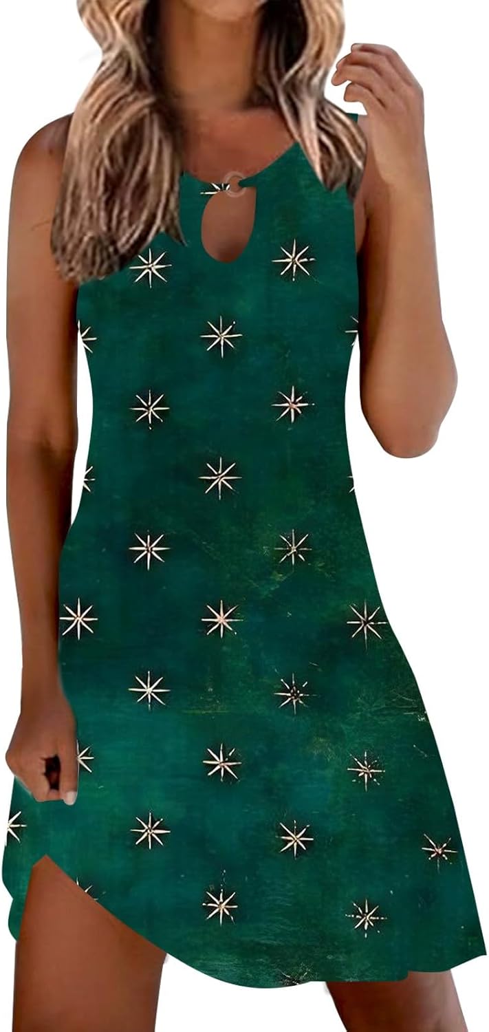 Summer Dresses for Women 2025 Vacation Beach Casual Vintage Midi Sundresses Sexy Sleeveless V Neck Boho Tank Dress