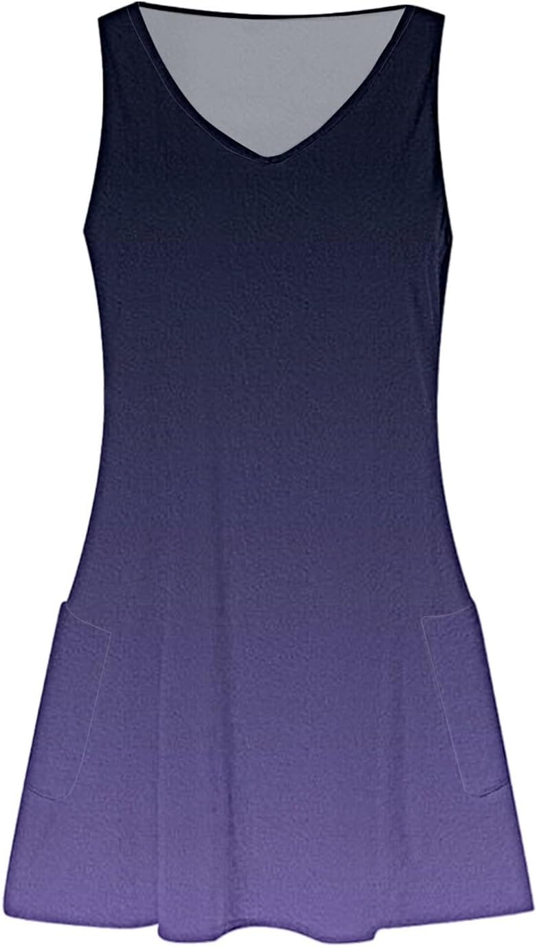 Women's Summer Dresses 2025 Beach Casual Sleeveless Floral Print Boho Tank Dress V Neck Ruffle Dresses