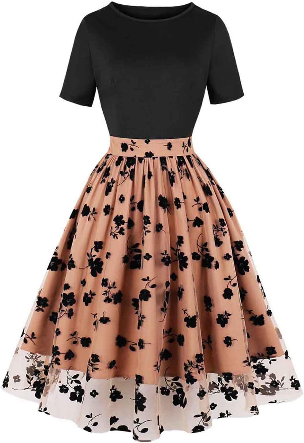 HGps8w Vintage Cocktail Dress for Women, Elegant Butterfly Embroidered Lace V Neck Sleeveless A-Line Party Swing Dresses