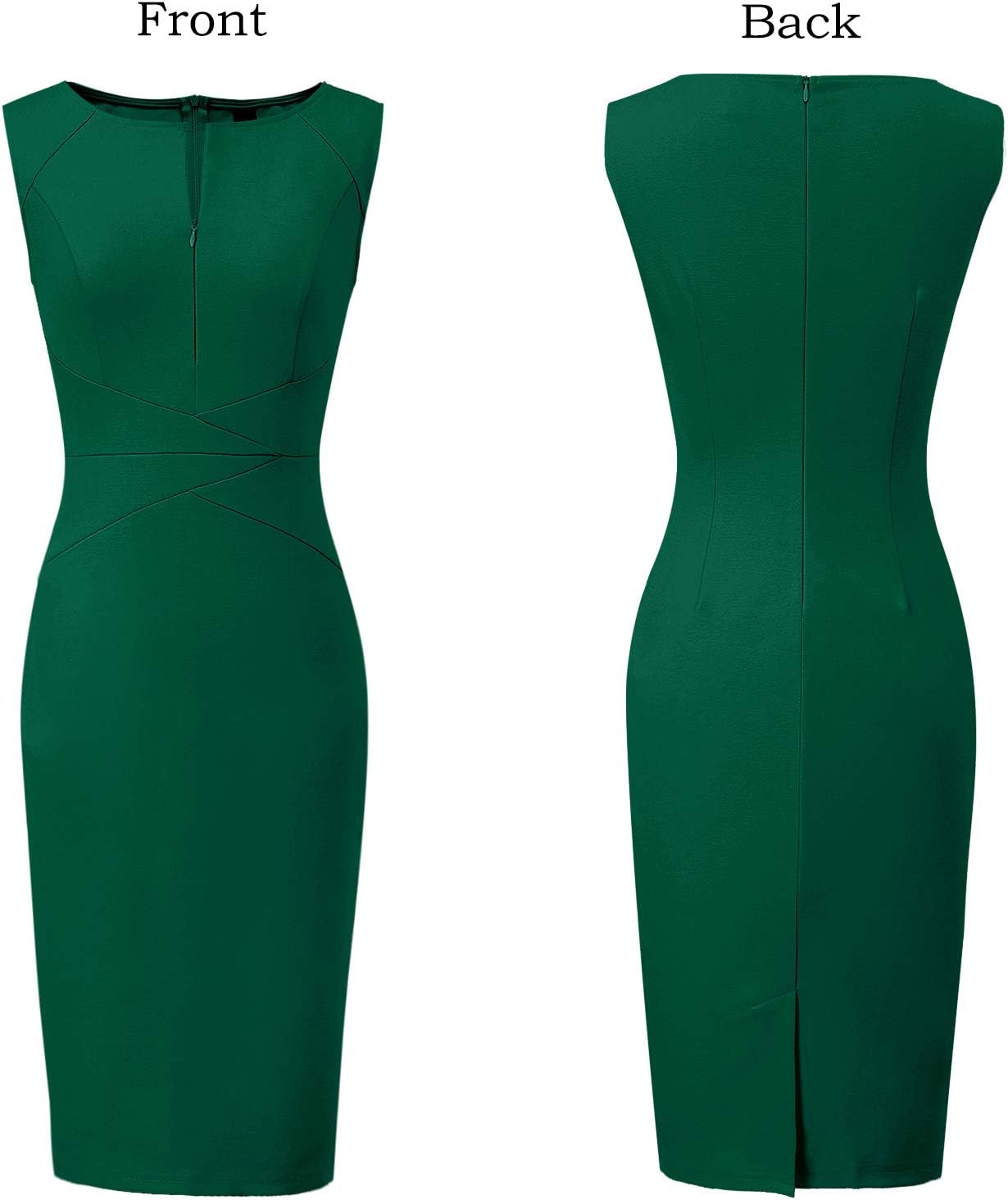 VFSHOW Womens Elegant Slim Front Zipper up Work Business Office Party Sheath Dress
