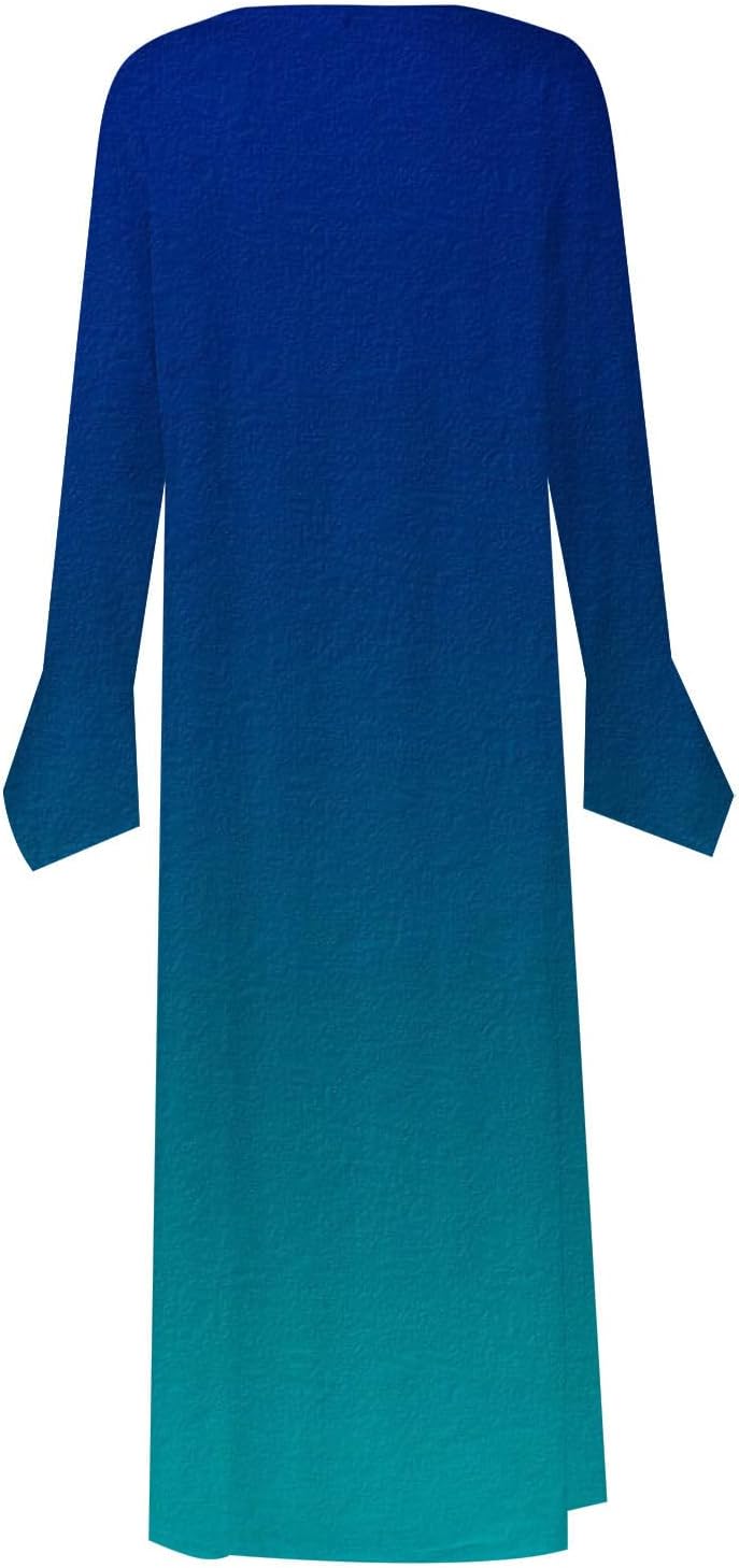 DOPOCQ Fall Women Dresses 2023 Long Sleeve V Neck Plus Size Maxi Dress Boho Dress High Waisted A-Line Dress with Pocket