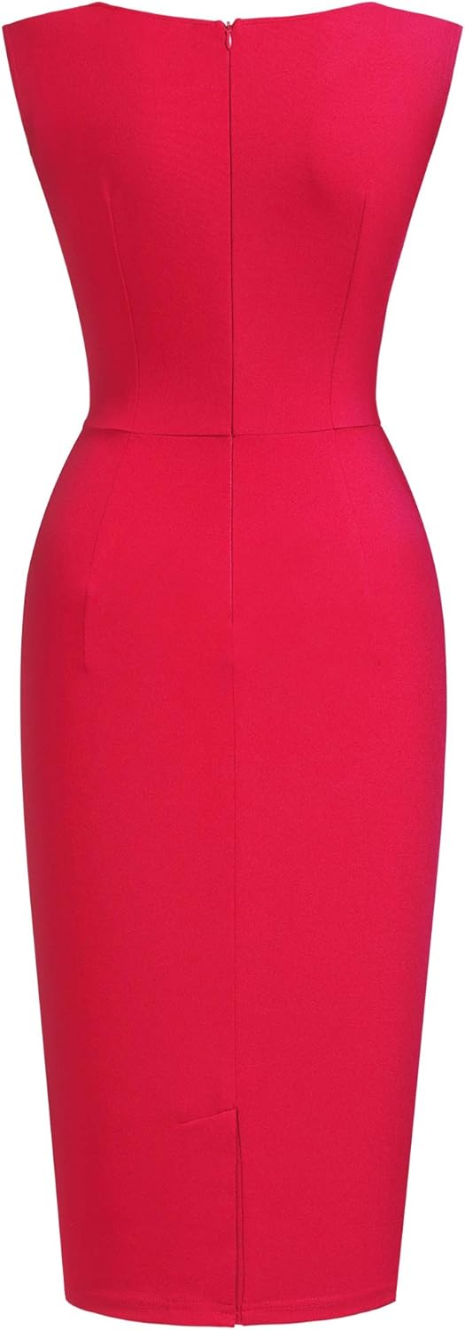 Miusol Women's Retro Ruffle Style Slim Work Pencil Dress