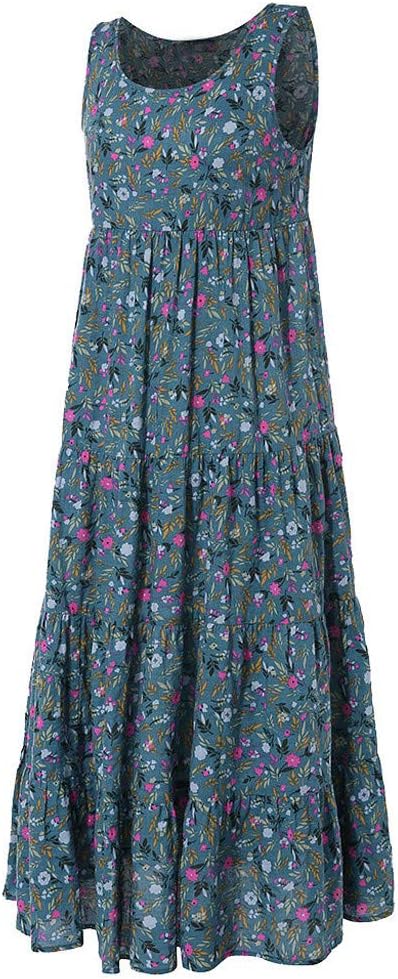 Ceboyel Women Boho Floral Maxi Dresses Flowy Tank Dress Sleeveless Smocked Sundresses Trendy Casual Beach Long Sun Dress
