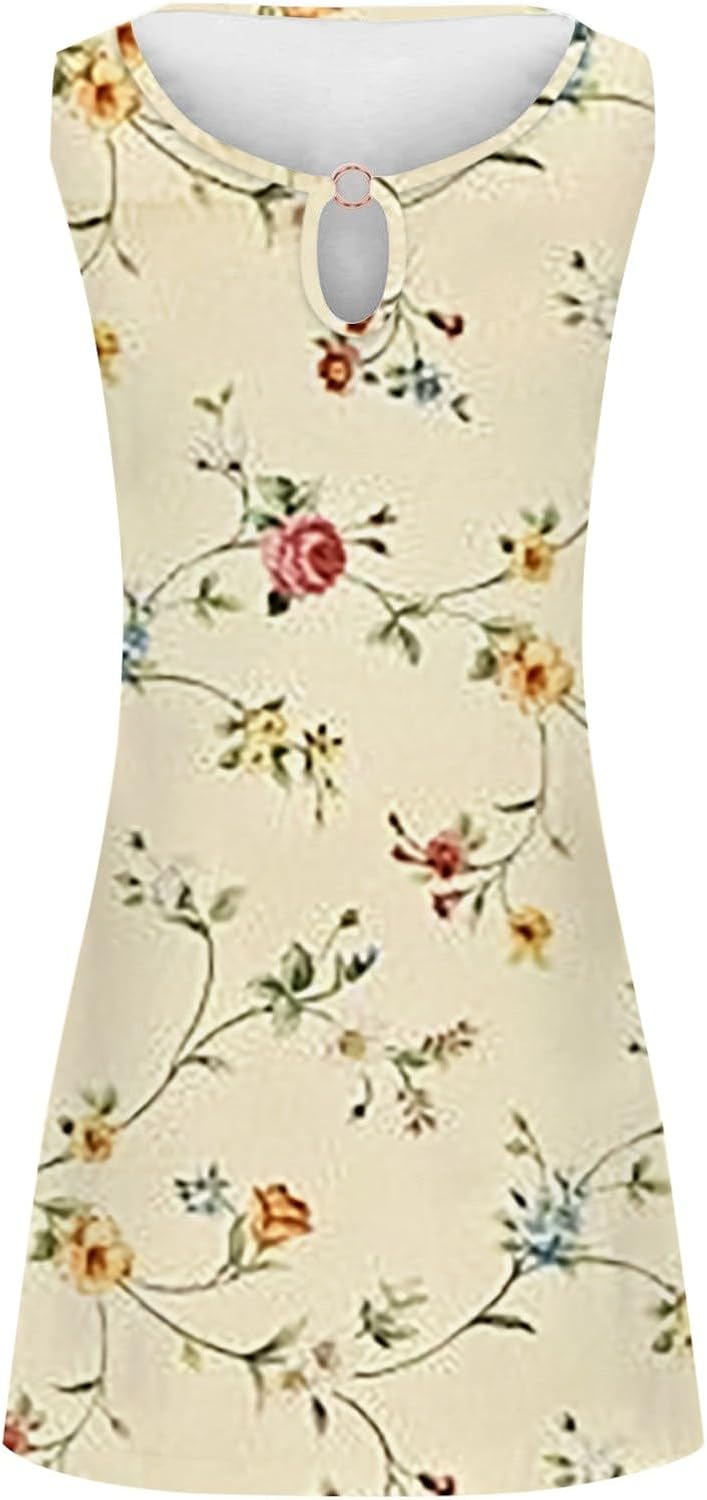 Summer Dresses for Women 2025 Vacation Beach Casual Vintage Midi Sundresses Sexy Sleeveless V Neck Boho Tank Dress