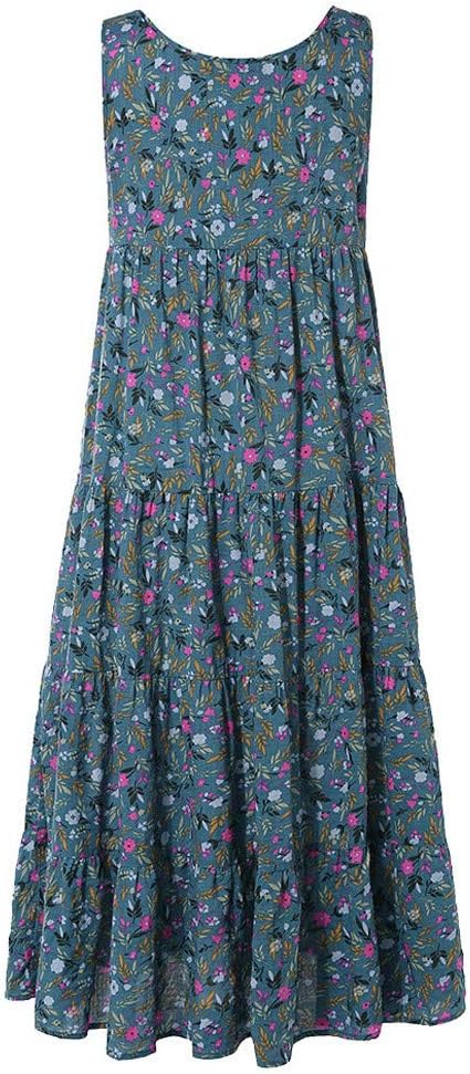 Ceboyel Women Boho Floral Maxi Dresses Flowy Tank Dress Sleeveless Smocked Sundresses Trendy Casual Beach Long Sun Dress