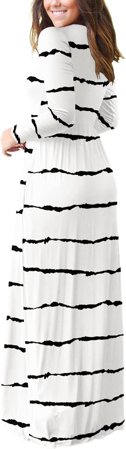 VIISHOW Women's Long Sleeve Loose Plain Maxi Dresses Casual Long Dresses with Pockets