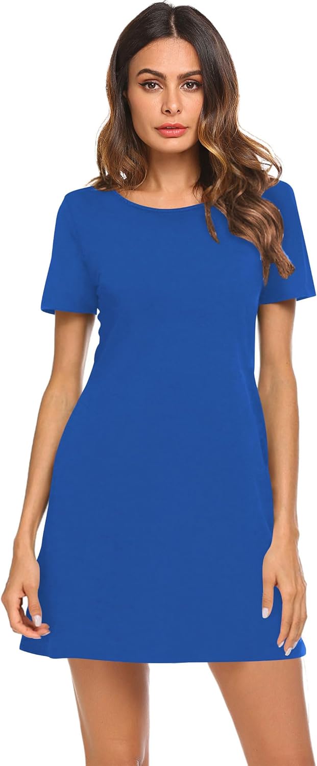 Feager Women's Casual Striped Criss Cross Short Sleeve T Shirt Dress