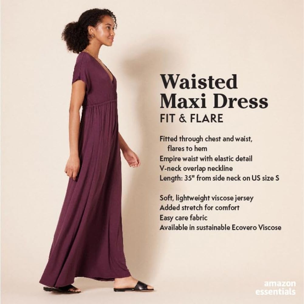 Amazon Essentials Women's Waisted Maxi Dress (Available in Plus Size)