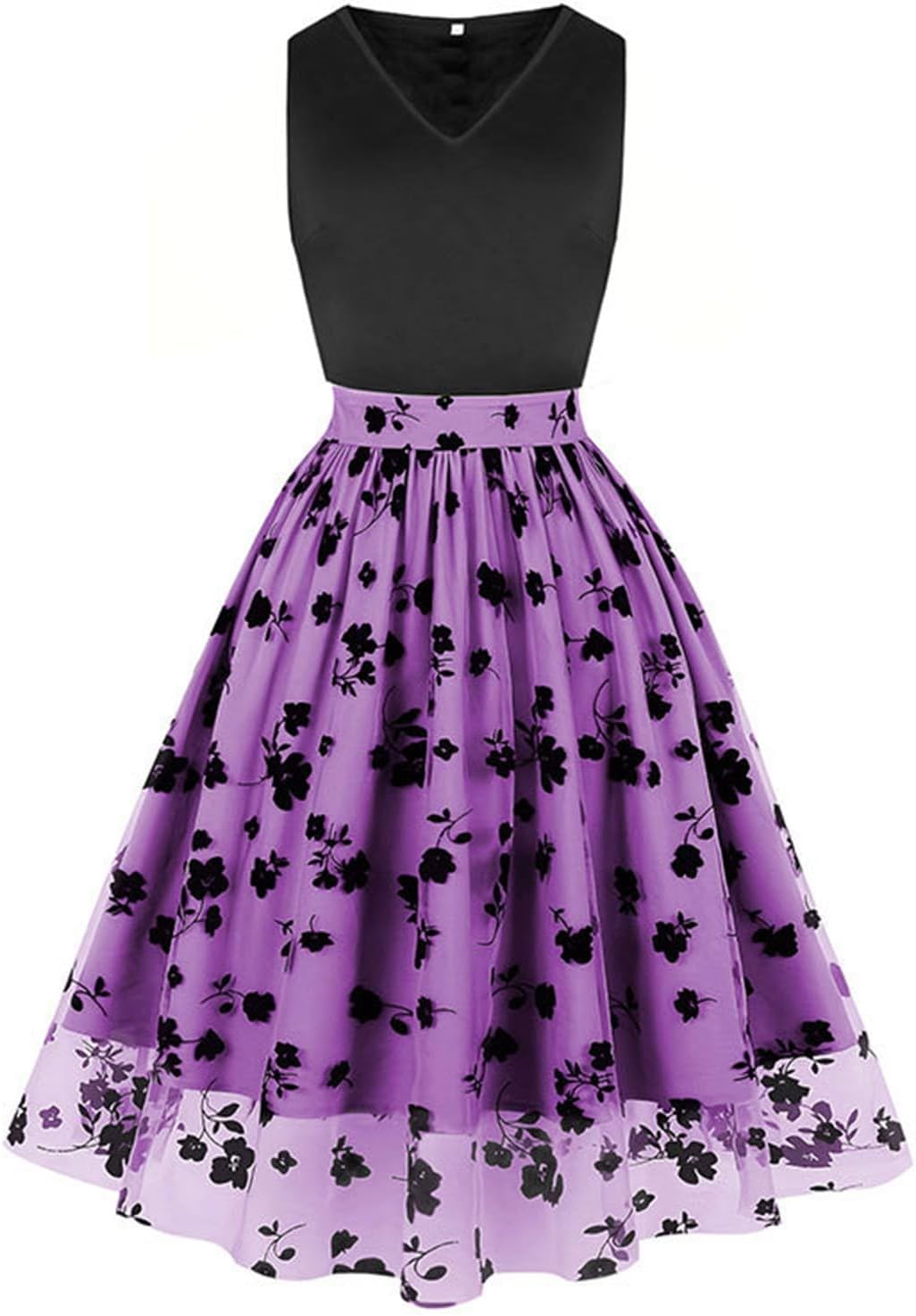 HGps8w Vintage Cocktail Dress for Women, Elegant Butterfly Embroidered Lace V Neck Sleeveless A-Line Party Swing Dresses