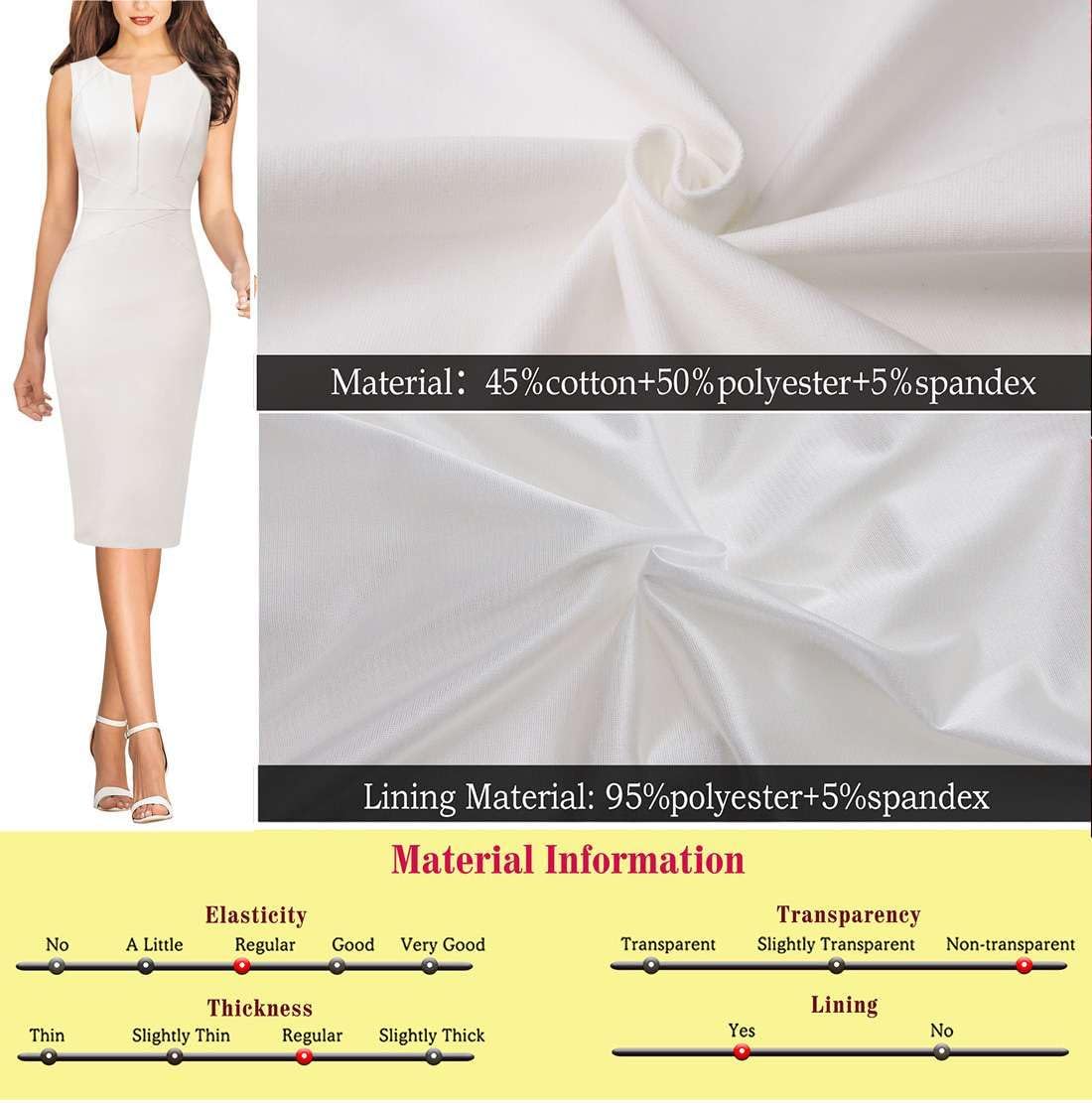VFSHOW Womens Elegant Slim Front Zipper up Work Business Office Party Sheath Dress