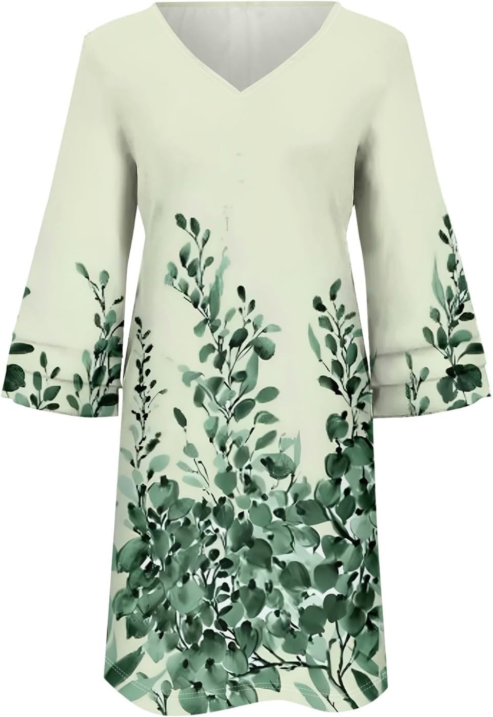 Beach Dresses for Women,2025 Summer Trendy Floral Print Boho Dress,Casual Loose V Neck Bell 3/4 Sleeve Mini Dress
