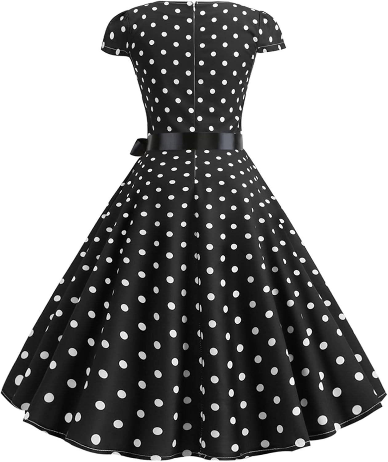 Women Double Breasted Notch Lapel 50s Vintage Short Sleeve Cocktail Swing Dress Polka Dot 1950s Rockabilly Prom Dress