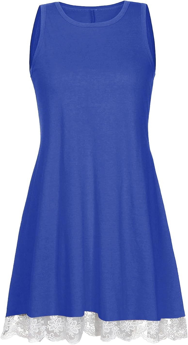 Womens 2025 Boho Beach Dresses Flowy Sleeveless Midi Wedding Dress Cute Crew Neck Summer Tank Sundress with Pockets