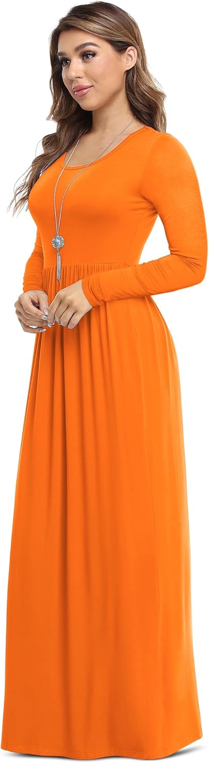 VIISHOW Women's Long Sleeve Loose Plain Maxi Dresses Casual Long Dresses with Pockets