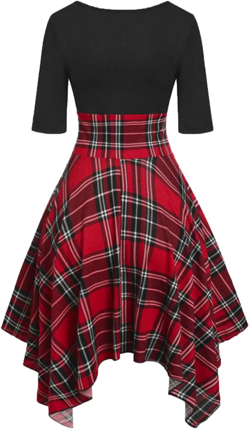 Lost Ink Dresses Women Fashion Solid O-Neck Half Sleeve Dress Stripe Splice Zipper Mini Dress