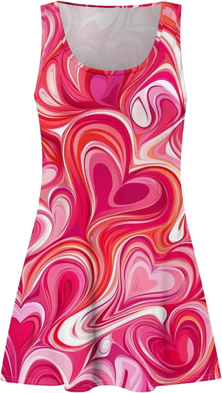 Women's Casual Sundress with Pockets Summer Boho Beach Dress,Holiday Hresses for Woment-Shirts Dress U Neck Loose Tank