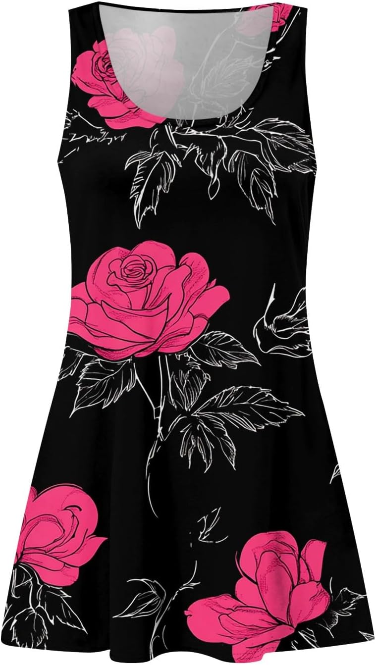 Women's Casual Sundress with Pockets Summer Boho Beach Dress,Holiday Hresses for Woment-Shirts Dress U Neck Loose Tank