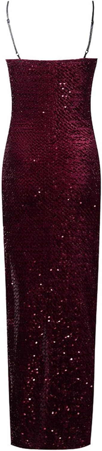 Spaghetti Straps Sequin Prom Dresses Long Mermaid Glitter Backless Evening Party Gowns Slit Wedding Guests Dresses