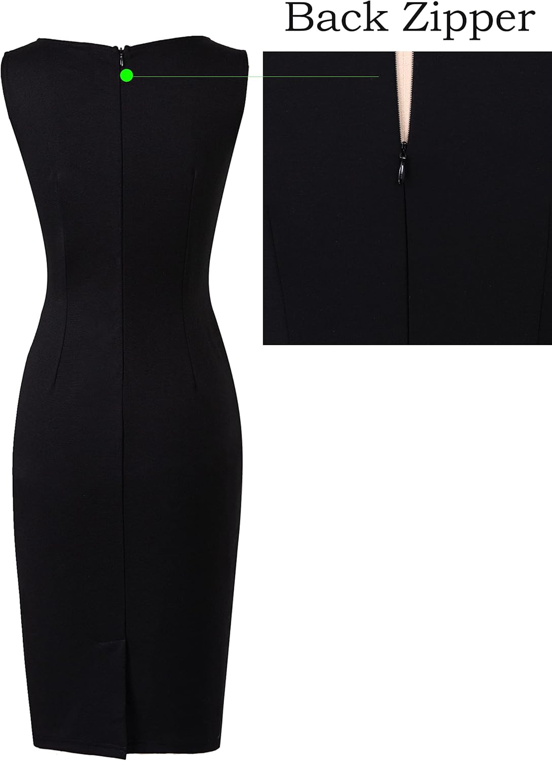 VFSHOW Womens Elegant Slim Front Zipper up Work Business Office Party Sheath Dress